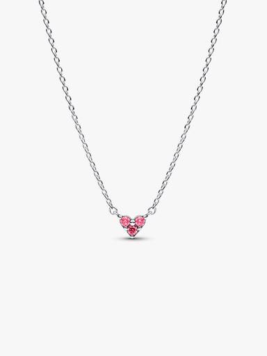 Triple Stone Pink Heart Collier Necklace - Image 2