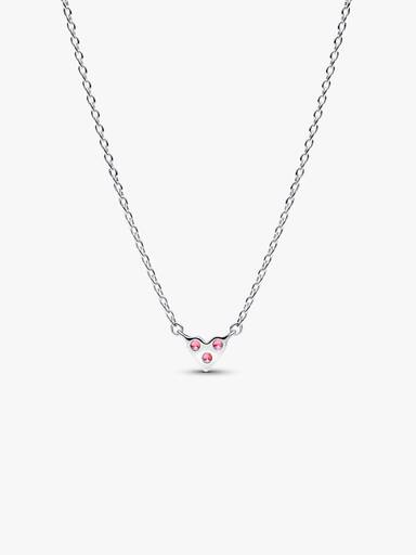 Triple Stone Pink Heart Collier Necklace - Image 5