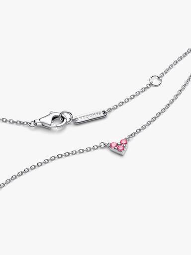 Triple Stone Pink Heart Collier Necklace - Image 4