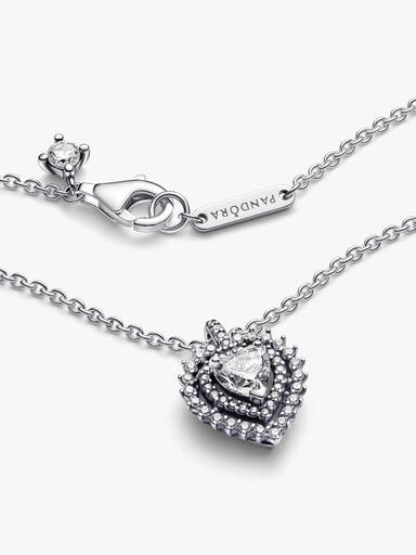 Sparkling Heart Halo Pendant Necklace - Image 5