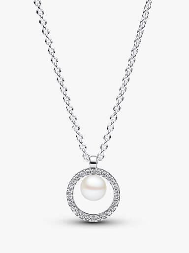 Treated Freshwater Cultured Pearl & Pavé Collier Necklace - Image 2
