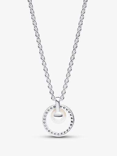 Treated Freshwater Cultured Pearl & Pavé Collier Necklace - Image 3