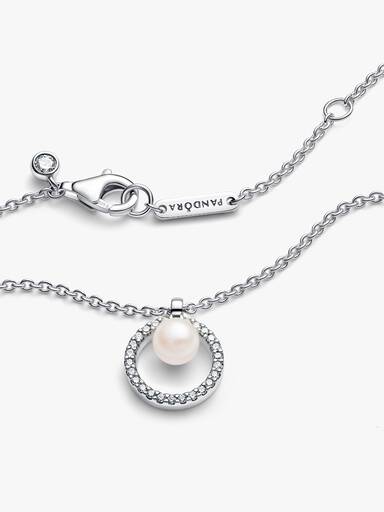 Treated Freshwater Cultured Pearl & Pavé Collier Necklace - Image 5