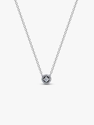 Round Pavé Halo Collier Necklace - Image 2