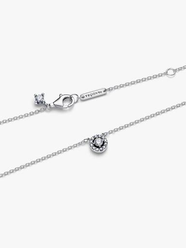 Round Pavé Halo Collier Necklace - Image 5