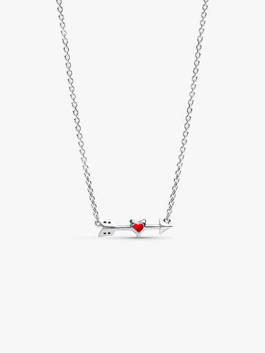 Arrow & Murano Glass Heart Necklace - Image 3