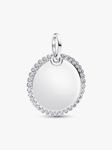 Engravable Sparkling Round Tag Pendant Necklace - Image 3