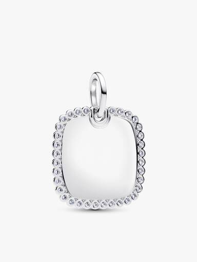 Engravable Sparkling Square Tag Pendant Necklace - Image 3