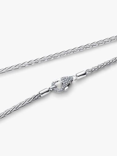 Pavé Clasp Foxtail Chain Charm Necklace - Image 5