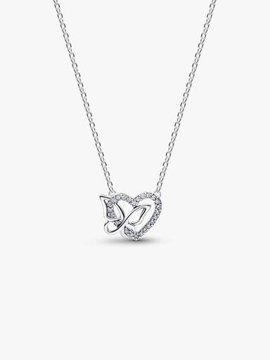 Entwined Heart & Butterfly Pendant Necklace - Image 2