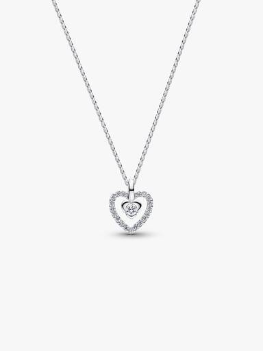 Pandora Talisman Sterling Silver Lab-Grown Diamond Heart Pendant Necklace - Image 2