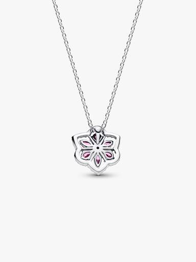 Herbarium Sparkling Pink Flower Pendant Necklace - Image 3