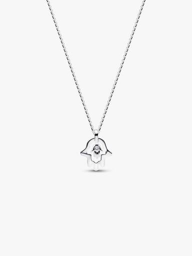 Pandora Talisman Sterling Silver Lab-Grown Diamond Hamsa Hand Pendant Necklace - Image 3