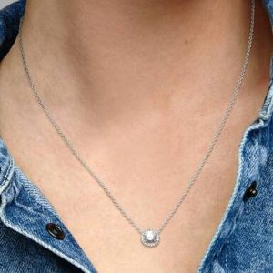 Round Sparkle Halo Necklace