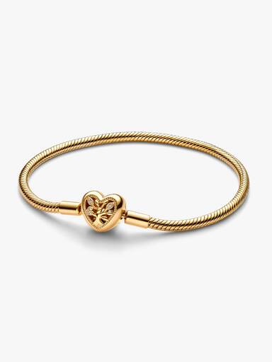 Family Tree Heart Clasp Snake Chain Bracelet - Image 2