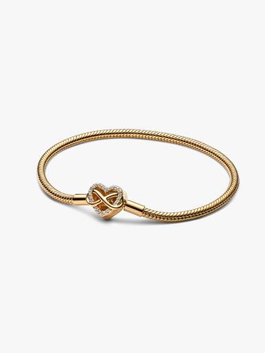Sparkling Infinity Heart Clasp Snake Chain Bracelet - Image 2