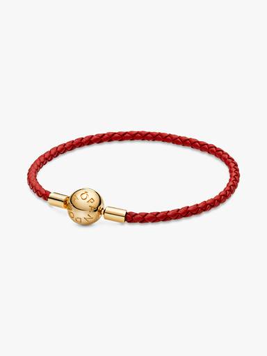 Pandora Moments Red Woven Leather Bracelet - Image 2
