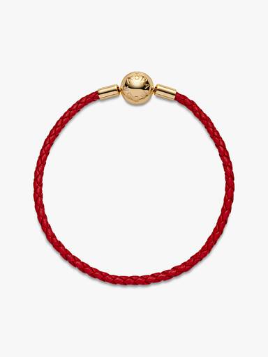 Pandora Moments Red Woven Leather Bracelet - Image 4
