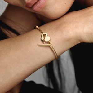 Pandora Moments Heart T-Bar Snake Chain Bracelet