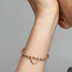 Pandora Moments Heart Closure Snake Chain Bracelet