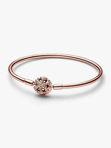 FINAL SALE - Pandora Moments Sparkling Snowflake Clasp Bangle - Image 2