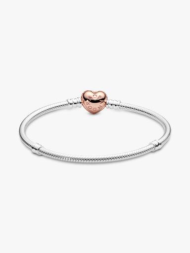 Pandora Moments Pavé Heart Clasp Snake Chain Bracelet - Image 3