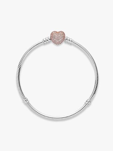 Pandora Moments Pavé Heart Clasp Snake Chain Bracelet - Image 2