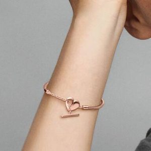 Pandora Moments Heart T-Bar Snake Chain Bracelet
