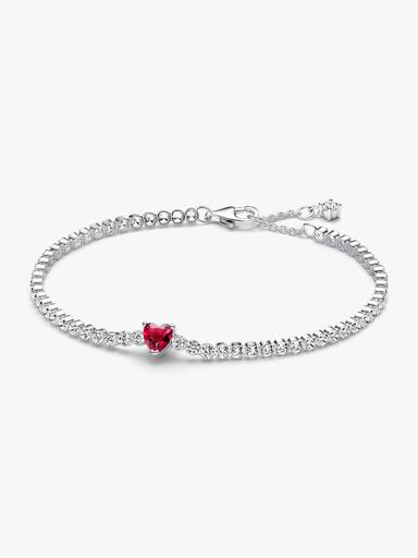 Red Sparkling Heart Tennis Bracelet - Image 2
