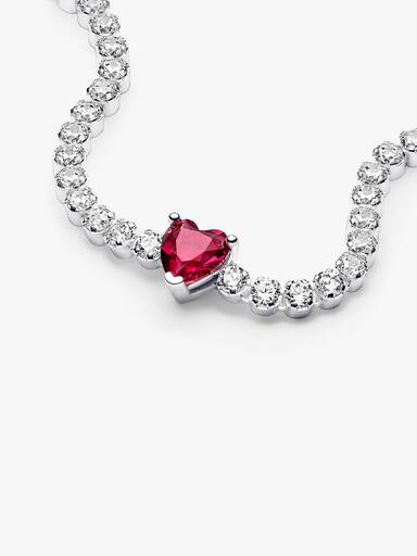 Red Sparkling Heart Tennis Bracelet - Image 3