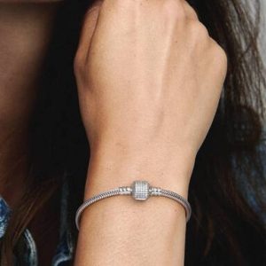 Pandora Moments Sparkling Pavé Clasp Snake Chain Bracelet