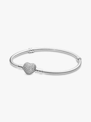 Moments Sparkling Heart & Snake Chain Bracelet - Image 2