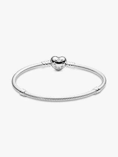 Moments Sparkling Heart & Snake Chain Bracelet - Image 4