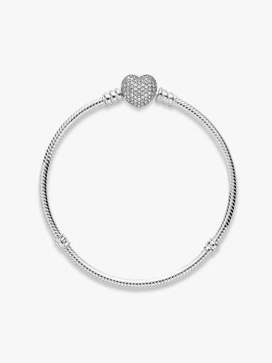Moments Sparkling Heart & Snake Chain Bracelet - Image 5