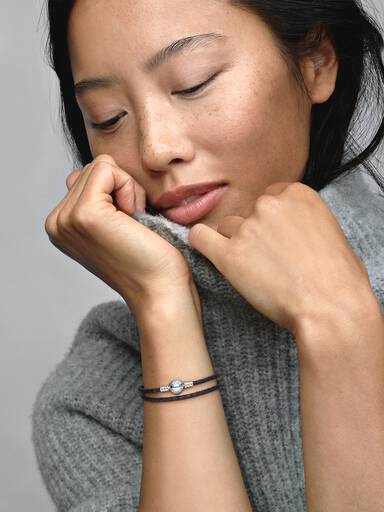 Pandora Moments Double Black Leather Bracelet - Image 3