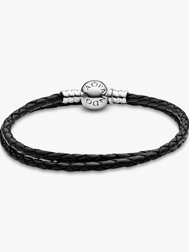 Pandora Moments Double Black Leather Bracelet - Image 5