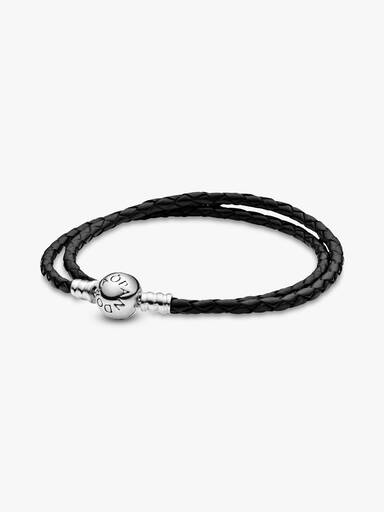 Pandora Moments Double Black Leather Bracelet - Image 2