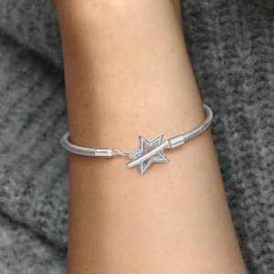 Pandora Moments Asymmetric Star T-bar Snake Chain Bracelet