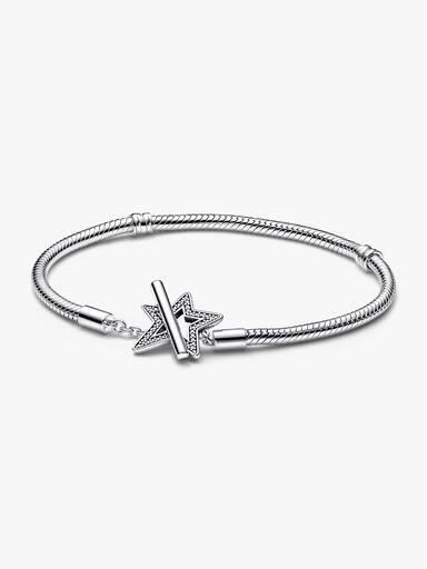 Pandora Moments Asymmetric Star T-bar Snake Chain Bracelet - Image 2