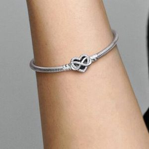 Pandora Moments Sparkling Infinity Heart Clasp Snake Chain Bracelet