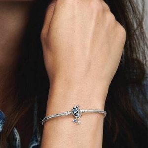 Pandora Moments Sparkling Moon Clasp Snake Chain Bracelet