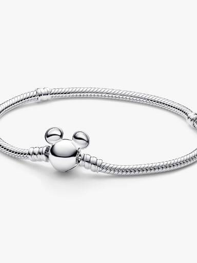 Disney Mickey Mouse Clasp Moments Snake Chain Bracelet - Image 2