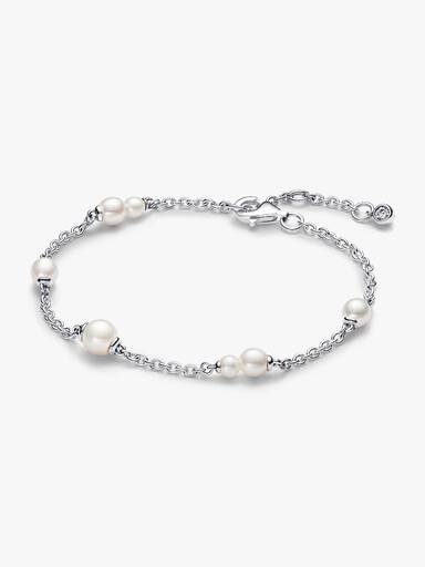 Treated Freshwater Cultured Pearl Station Chain Bracelet - Image 2