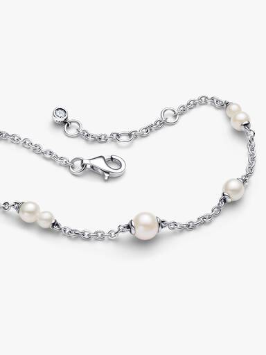 Treated Freshwater Cultured Pearl Station Chain Bracelet - Image 4