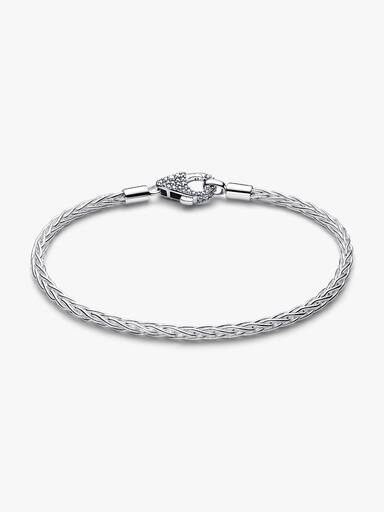 Pavé Clasp Foxtail Chain Charm Bracelet - Image 3