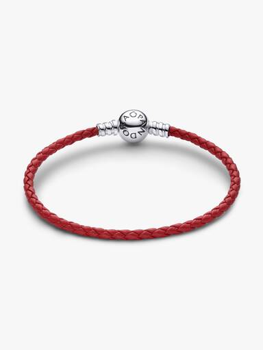 Red Braided Leather Bracelet - Image 4