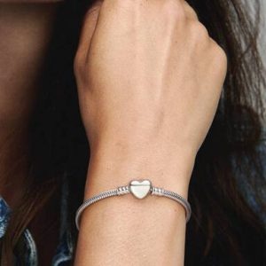 Pandora Moments Engravable Heart Clasp Snake Chain Bracelet