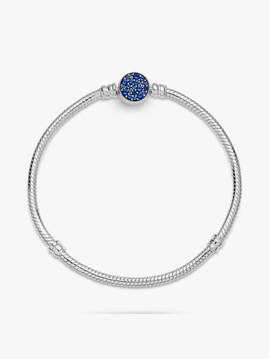Pandora Moments Sparkling Blue Disc Clasp Snake Chain Bracelet - Image 5
