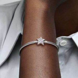 Pandora Moments Asymmetric Star Clasp Snake Chain Bracelet