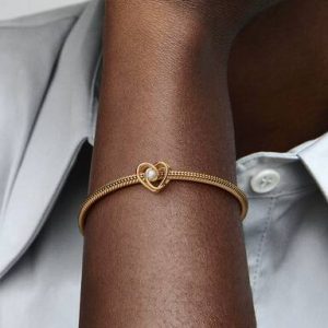 Openwork Swirling Heart & Treated Freshwater Cultured Pearl Charm
